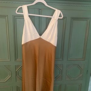 Cream and Gold Satin Dress!  New with tags attached!
